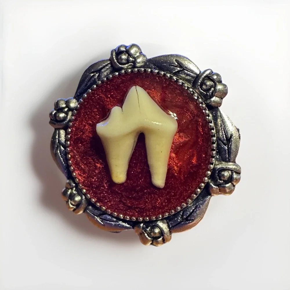 Handmade OOAK Taxidermy Raccoon Tooth Ring Bone Gothic Jewelry Oddities Macabre